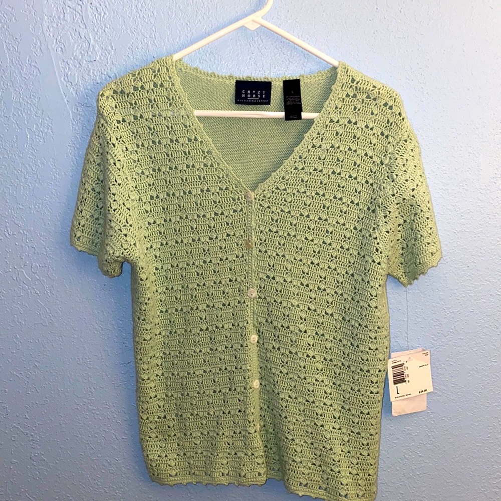 ⭐️ 3 for$25- New Crazy Horse Sweater Top Crochet SZ L